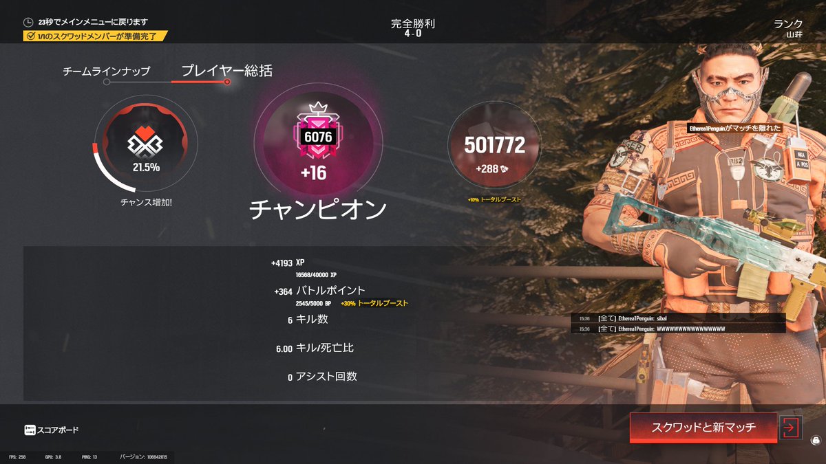 shibatorai483's tweet image. レインボーシックスシージ始めて１１年...
今シーズン初めてチャンピオンを踏みました！
しかも！順位付き！最後のラウンド自分のキルで
勝ってチャンピオンだし６キル１デス！うれぴー

#TwitchStreamers #Twitch配信者 #レインボーシックスシージエックス #シージ #R6SX