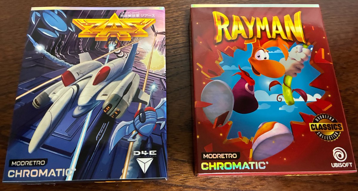 yushiro1976's tweet image. 令和版に復刻した地球解放軍ジアースと
レイマン（BGMがパワーアップしているらしい）
注文して一週間で届きました😊

#ModRetro 
#GB #レトロゲーム