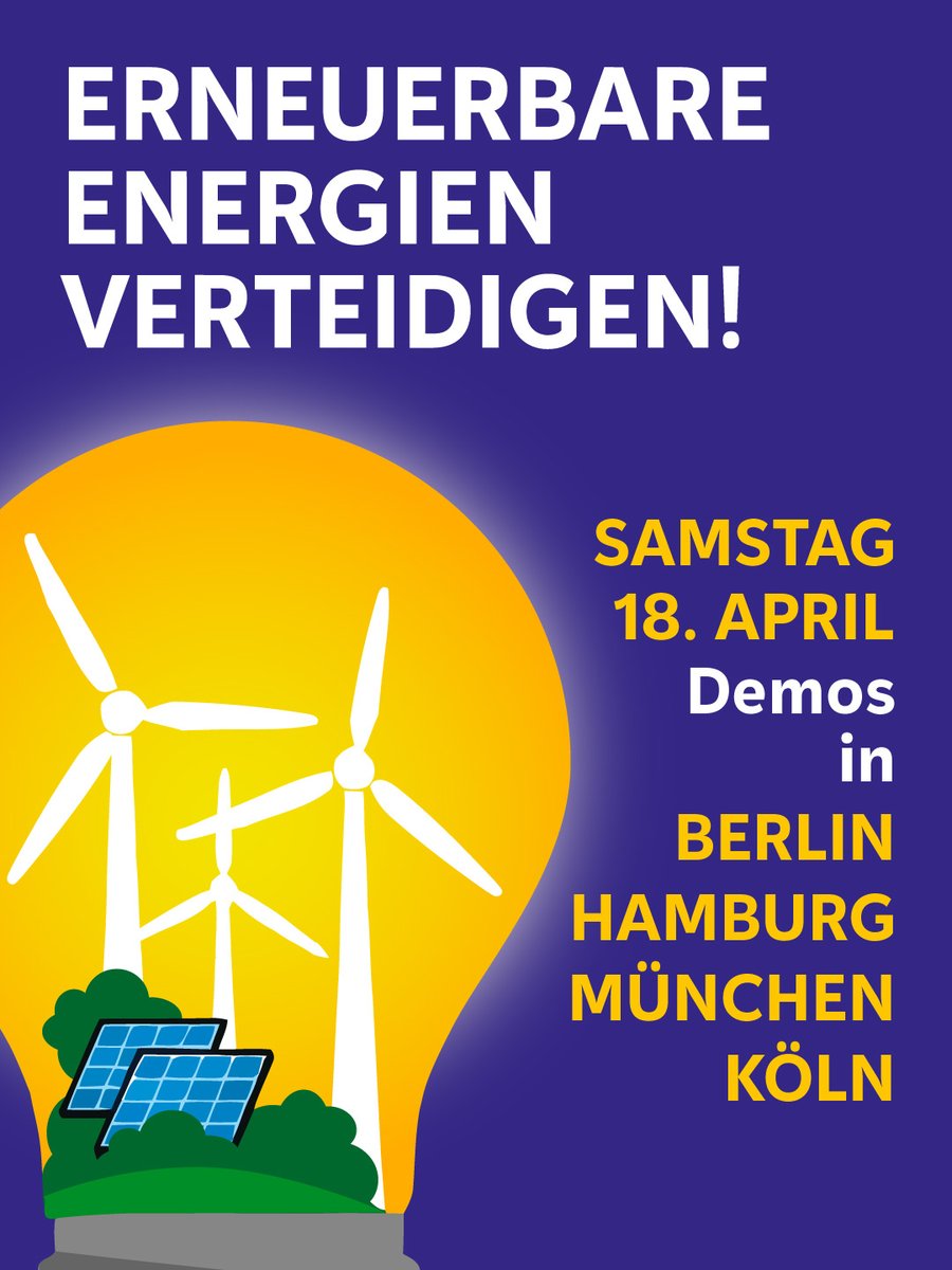 thomaseisenhuth's tweet image. Grüne Bildungsverweigerer fordern weiterhin grünen Bullshit-Strom zu subventionieren, den keiner braucht

Am heutigen Samstag, dem 18. April 2026 finden in Deutschland Demonstrationen statt, die die weitere Subventionierung  des ineffizienten Zufallsstroms aus Sonne und Wind