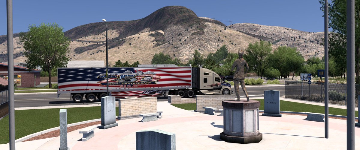 mihiro_2026's tweet image. 家庭用品をソルトレイクシティからページへ、アメリカ建国250周年トレーラーで配送しました。プロボ市中心のキリスト教会神殿やモキ洞窟といった名勝を通過しました。
#ATS