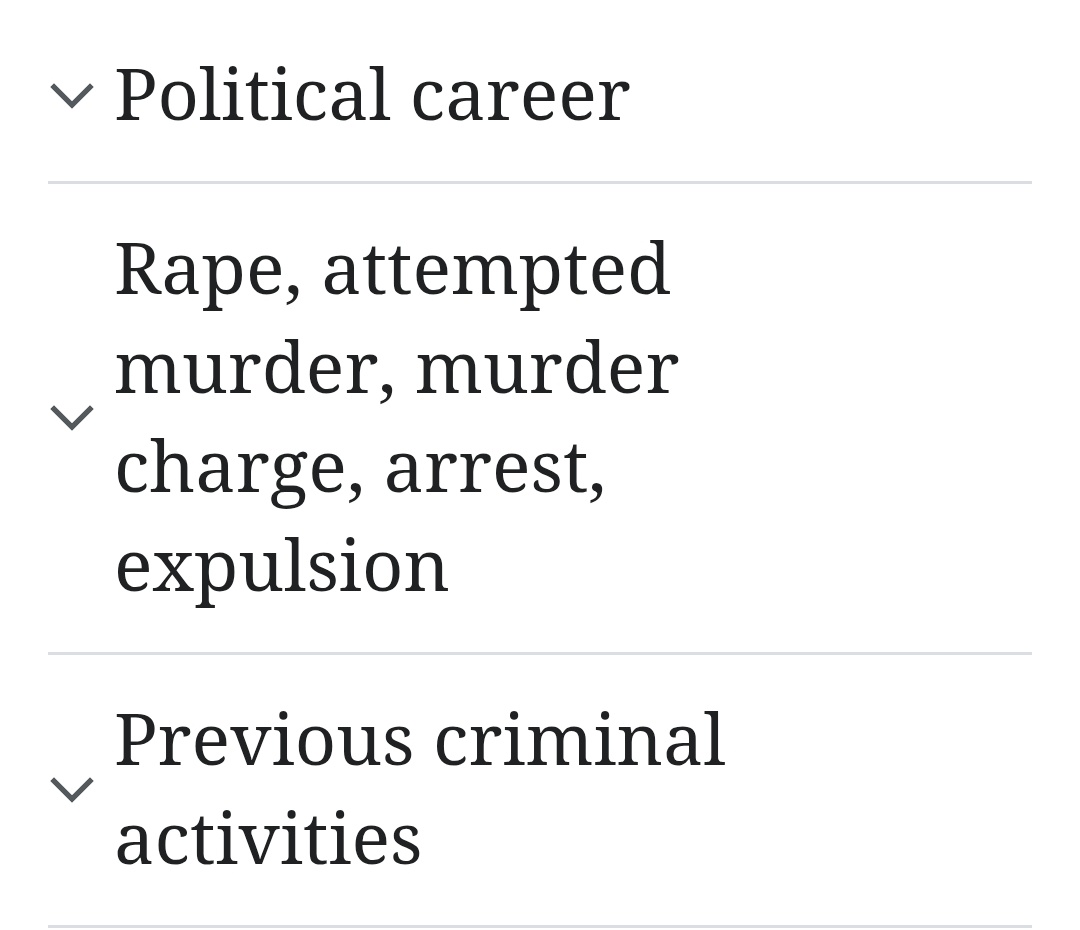 says the party where every single sitting MP &amp; MLA has these sections on their wikipedia pages