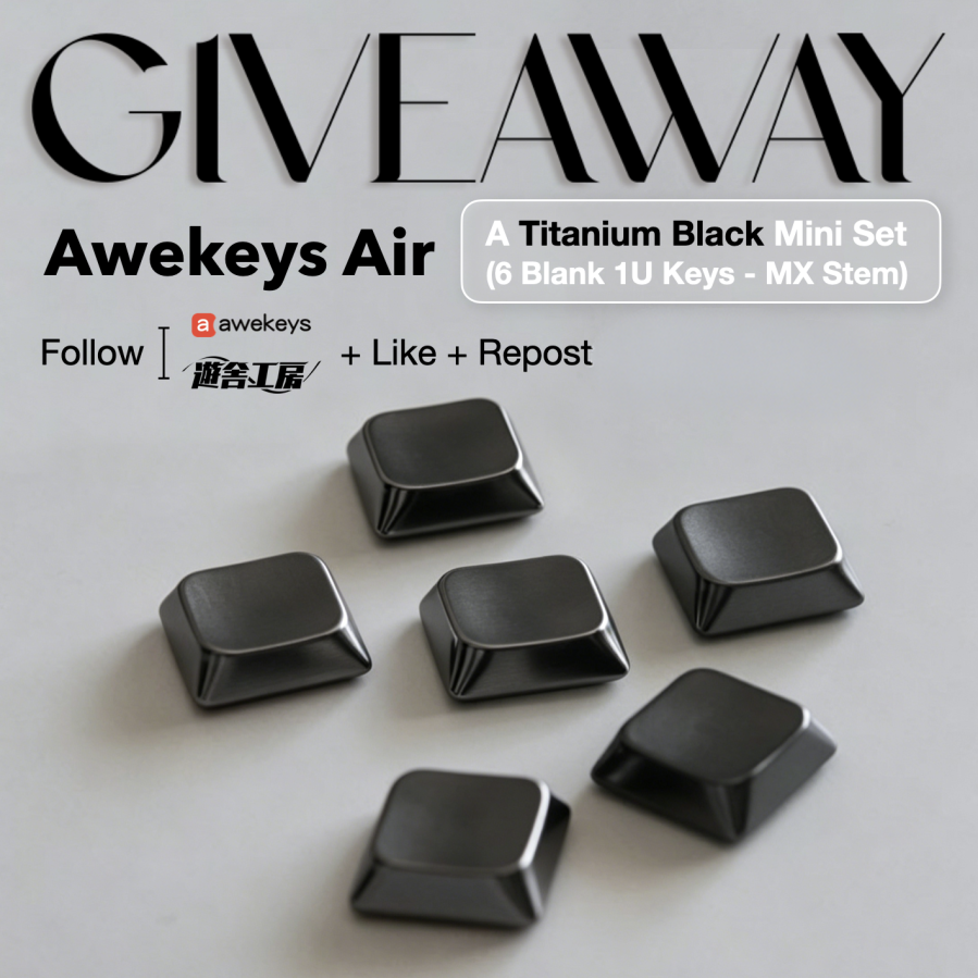🎊プレゼント企画 🎊
Awekeys × 遊舎工房 コラボ開催！

ロープロファイル対応の金属製キーキャップ
「Awekeys Air Low-Profile Metal Keycaps」を抽選で3名様にプレゼント‼️

🎁賞品
Titanium Black Mini Set
（Blank 1U Keys ×6 ※MX用）

📝応募方法
・<a href="/awekeys/">awekeys</a> と <a href="/yushakobo_shop/">遊舎工房</a> をフォロー