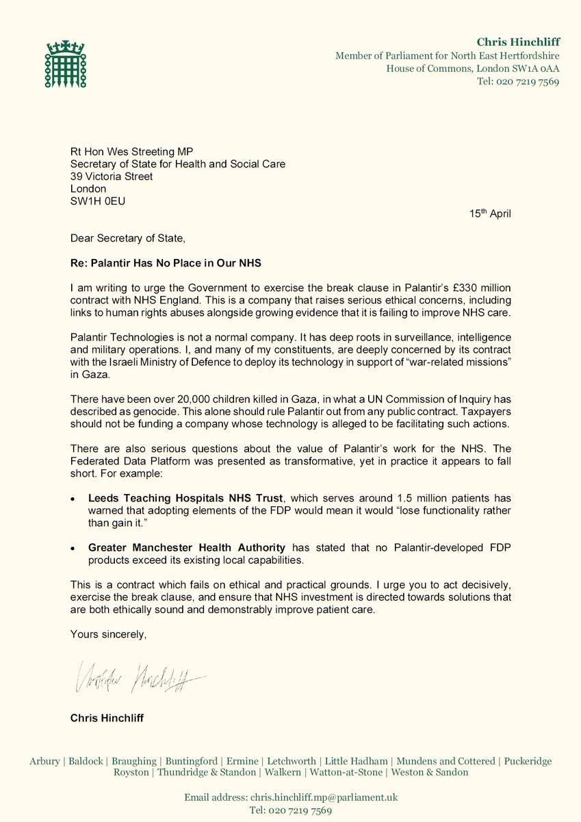 Chris Hinchliff MP tweet media