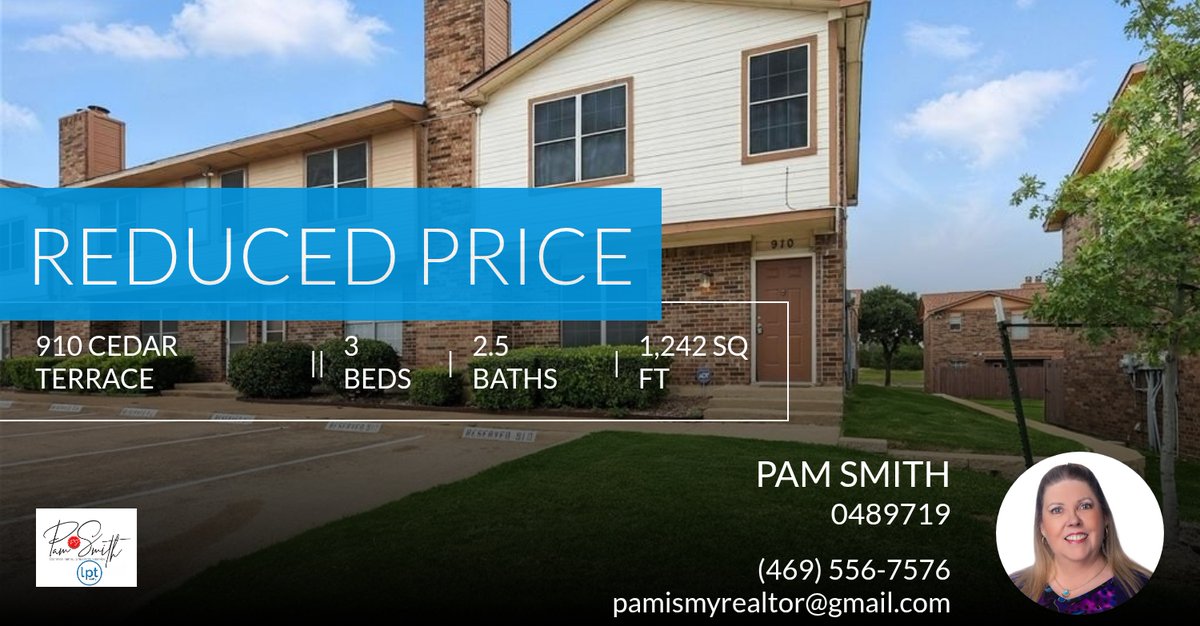 PamIsMyRealtor's tweet photo. 📍 Reduced Price 📍 This recently reduced home at 910 Cedar Terrace in Cedar Hill won't last long, so, don't wait to set up a showing! Reach out here or at (469) 556-7576 for more information! https://t.co/Vubadx6k6s https://t.co/oqtnLNw8Sm
