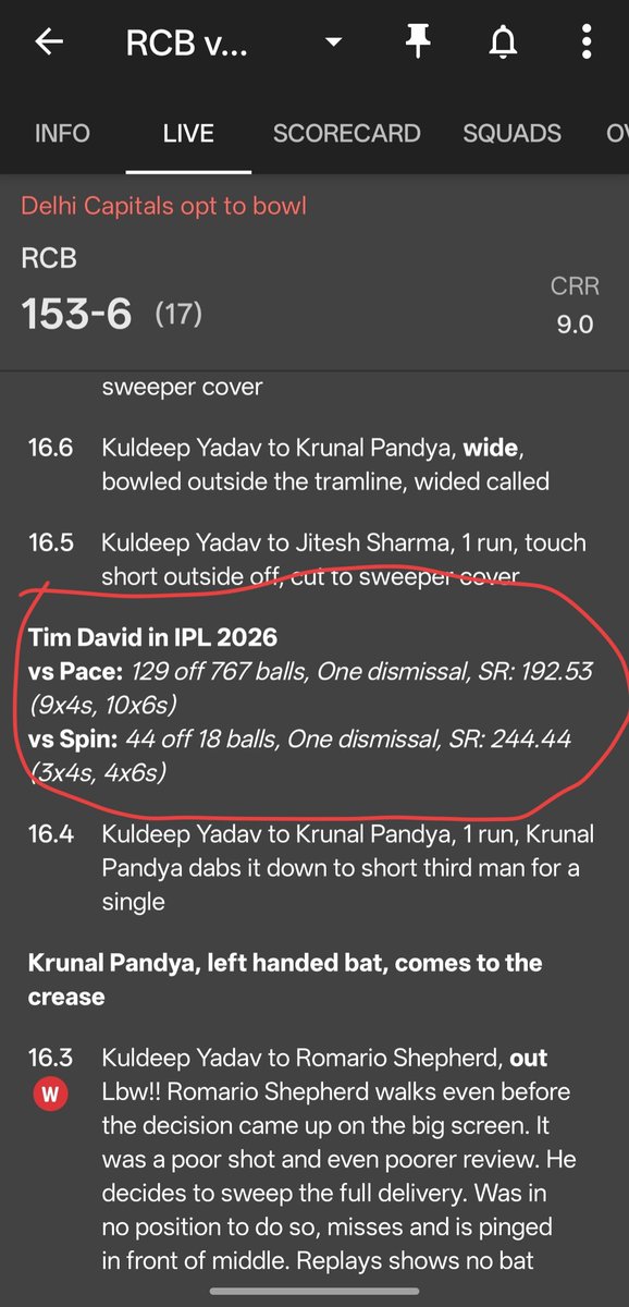 Sidelinescribe's tweet photo. @cricbuzz what sort of stat is this? 👀

#IPL #RCBvsDC https://t.co/YnEJUIP6rw