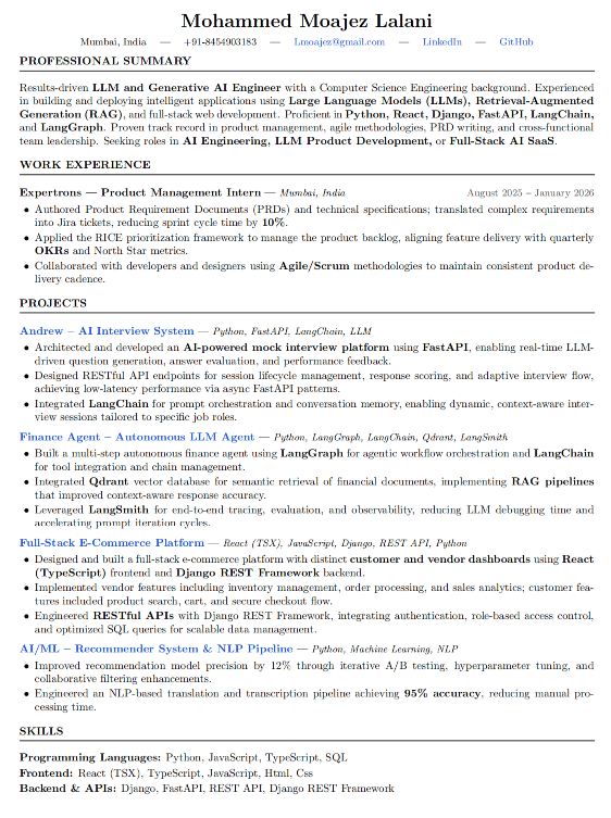 moajez3lalani's tweet image. Hey folks! 👋 I'm actively looking for #Fullstack or #GenAI opportunities. Here's my resume, If you're hiring or know someone who is, I'd love to connect! #OpenToWork #AI #WebDev