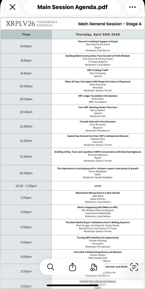 🚨 Just saw the official XRPLV speaker lineup… and this is BIG.

<a href="/bgarlinghouse/">Brad Garlinghouse</a> followed immediately by <a href="/simonb_ldn/">Simon</a> 🔥

Simon hits the stage at 12PM PST to break down why solving payroll is the key to unlocking crypto’s next phase. This is real-world utility taking center stage.