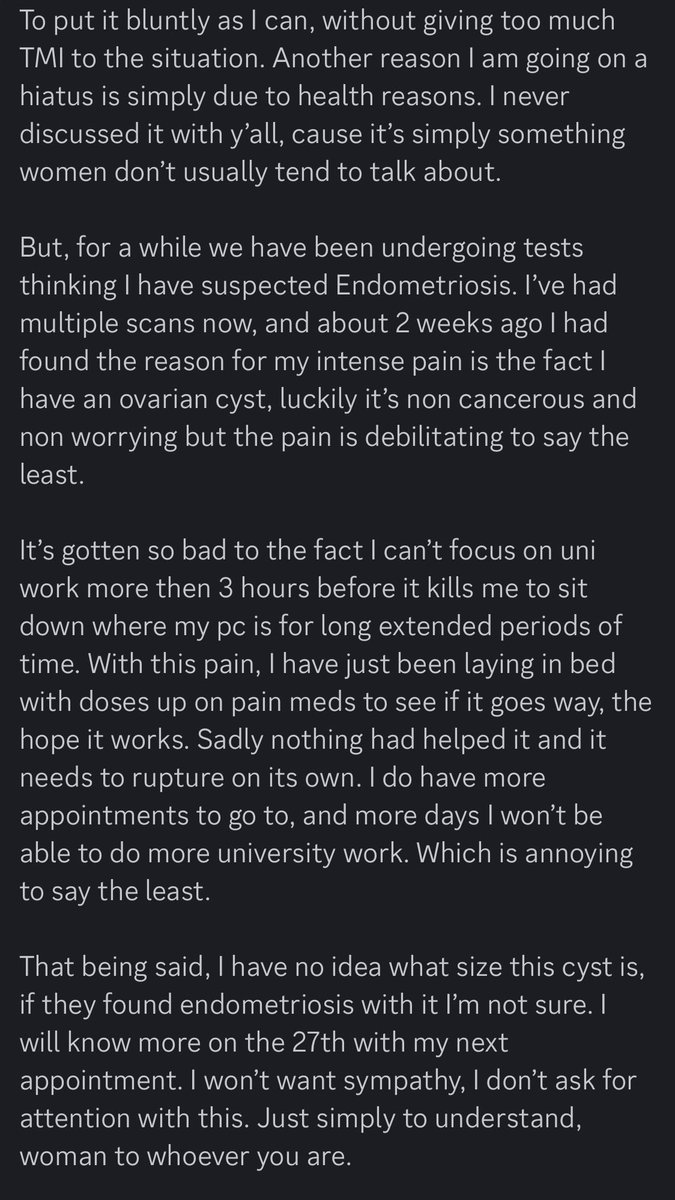 KishyHeartz's tweet photo. A bit of extra information for you all to understand as to exactly why I’ve come to this decision. 
Again, I don’t ask for sympathy I don’t ask for attention. Just clarification. 
Love you all, see you soon 🫶🏻 https://t.co/vNUWkdKdyE