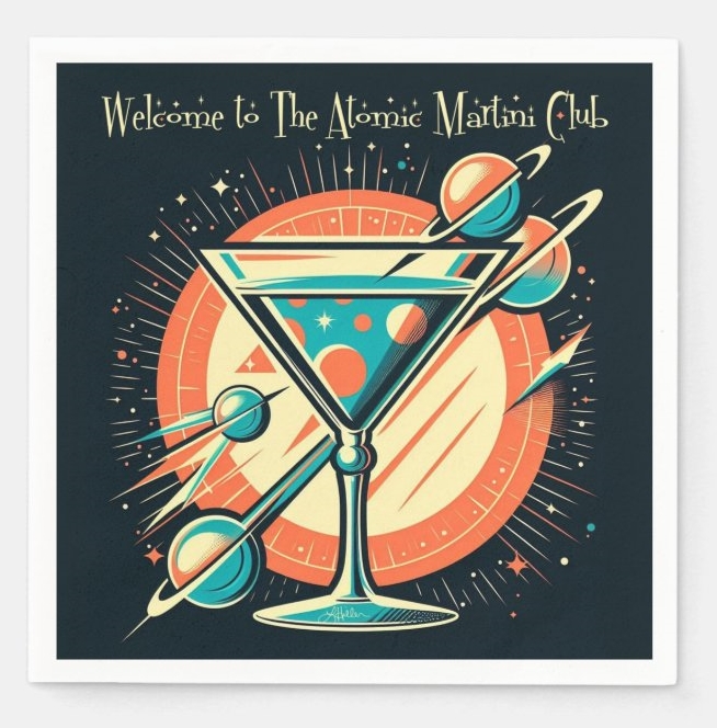 LeeHillerDesign's tweet image. 🪐🌖💫🍸💫 🌖🪐
Welcome To The Atomic Martini Club - Space Age moonlight Cocktail #napkins
Item: zazzle.com/welcome_to_the…

#martini #Cocktails #cocktailhour #gifts #homedecor #barware #gifts #giftideas 

#midcentury Napkin Collection: zazzle.com/collections/mi…