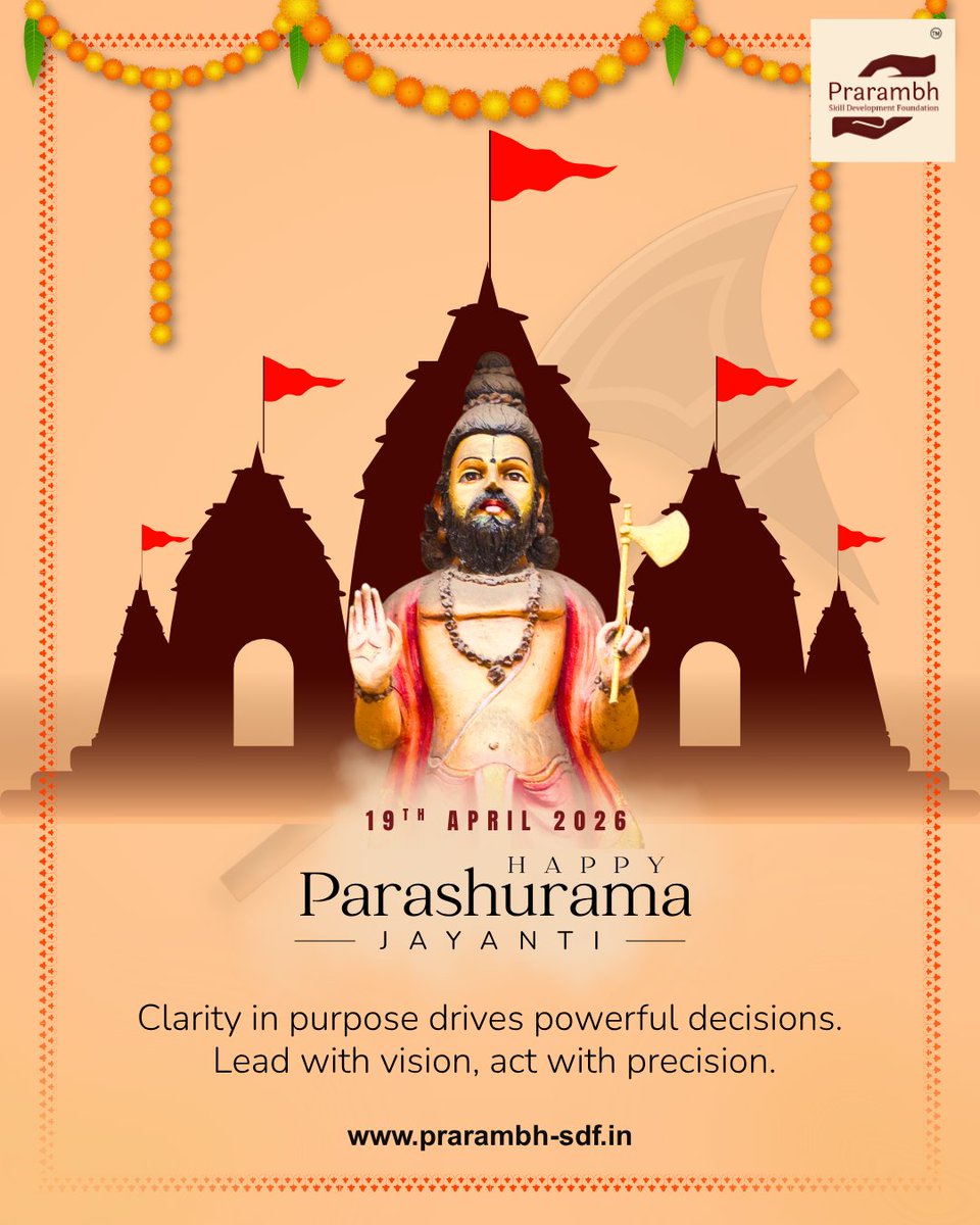 Prarambh_SDF's tweet photo. On #ParshuramJayanti, we honor Lord Parshuram, symbol of strength, discipline &amp; dharma. May his teachings inspire integrity, courage &amp; purpose-driven leadership. Wishing everyone a blessed Parshuram Jayanti. 
@nitinty2k @reenaty2k @aranvntiwari @aaravntiwari @SachinRane28 https://t.co/B18NuDO2A1