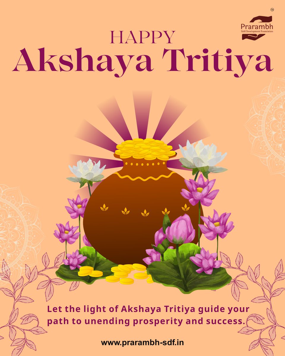 Prarambh_SDF's tweet photo. Celebrating Akshaya Tritiya, symbol of prosperity, growth &amp; success. A perfect day for new beginnings and future opportunities.
#AkshayaTritiya #Success #Growth 
@nitinty2k @reenaty2k @arnavntiwari @aaravntiwari @SachinRane28 https://t.co/Ek43Zghi9T