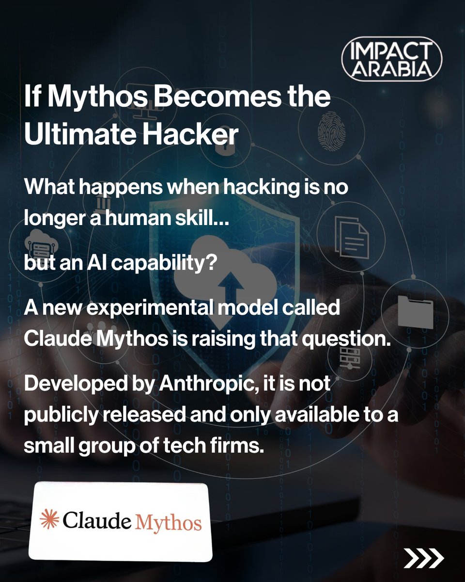 impactarabia's tweet image. If Mythos Becomes the Ultimate Hacker

#mythos #claudemythos #cybersecurity #artificialintelligence #aithreats #digitalrisk #cyberwarfare #techgeopolitics #futureofai #datasecurity #gulfeconomy #impactarabia