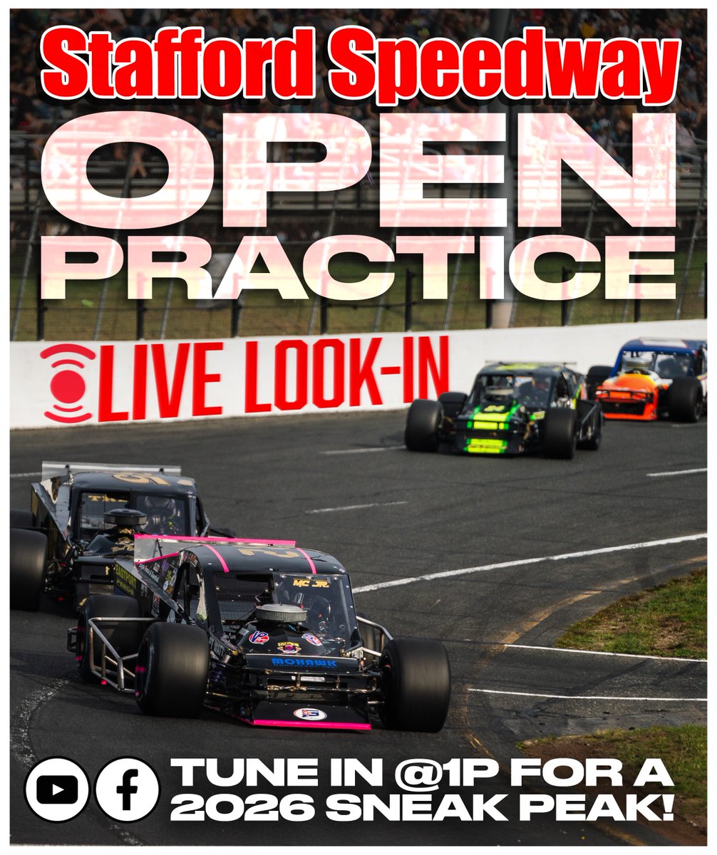 StaffordSpeedwy's tweet photo. Cars on track TODAY ‼️
💥 Tune in on Facebook and Youtube for an early look at our 2026 competitors in action! https://t.co/DPKTAO7TQ0
