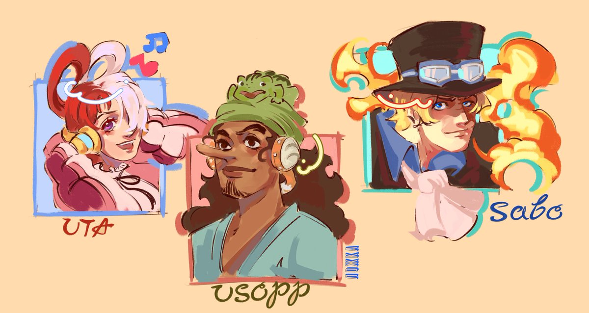 lozhka35's tweet image. Sketch #usopp #uta #sabo #ONEPIECE〜