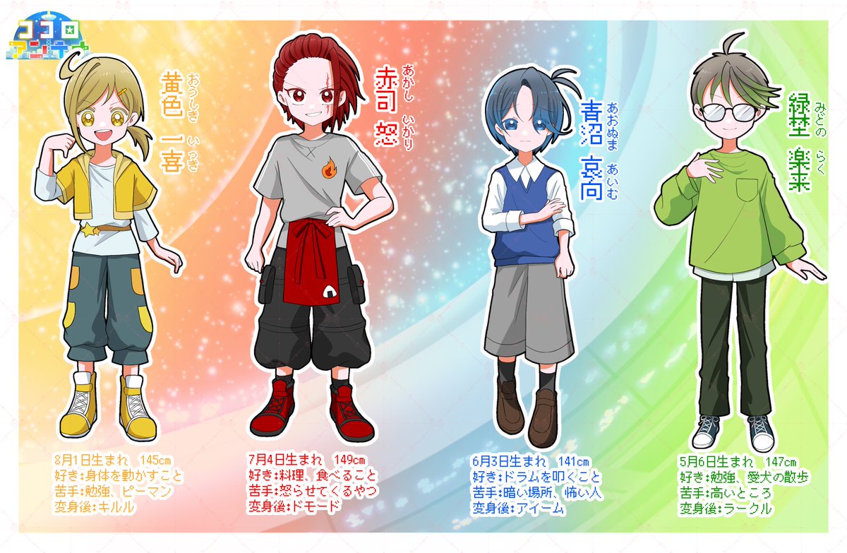 #ココロ・アンテナ
変身前！💫🔥💧🍀