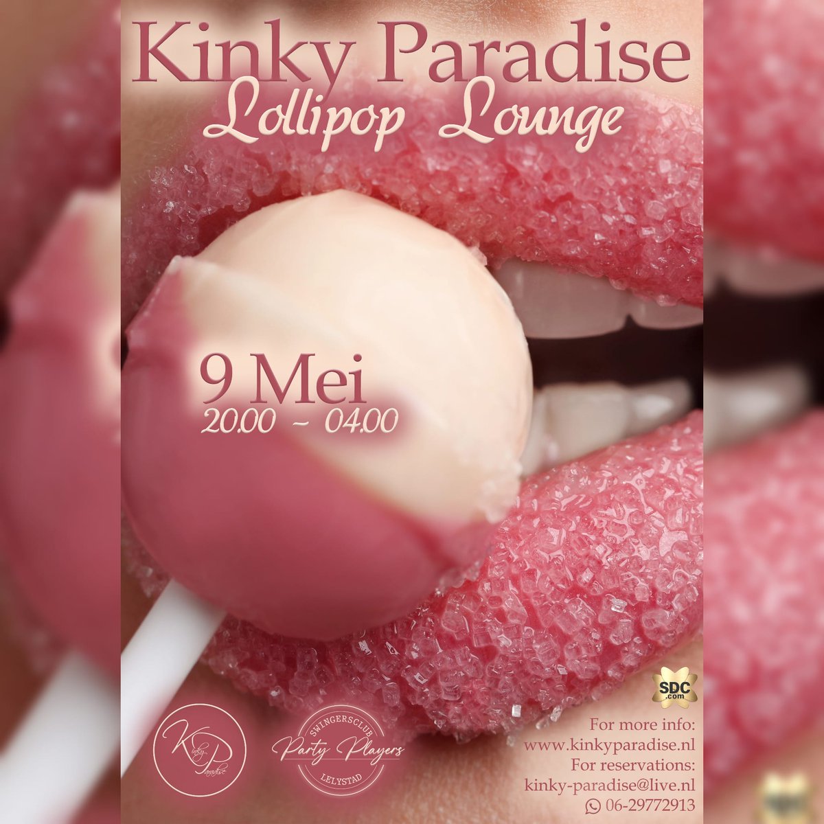 Kinky Paradise Lollipop Lounge 9 mei 20.00 - 04.00 Reserveren kan via de mail; kinky-paradise@live.nl of via Whatsapp berichten 0629772913
<a href="/SwingersworldPP/">PartyPlayers</a>
<a href="/KinkyParadise/">Kinky Paradise</a>