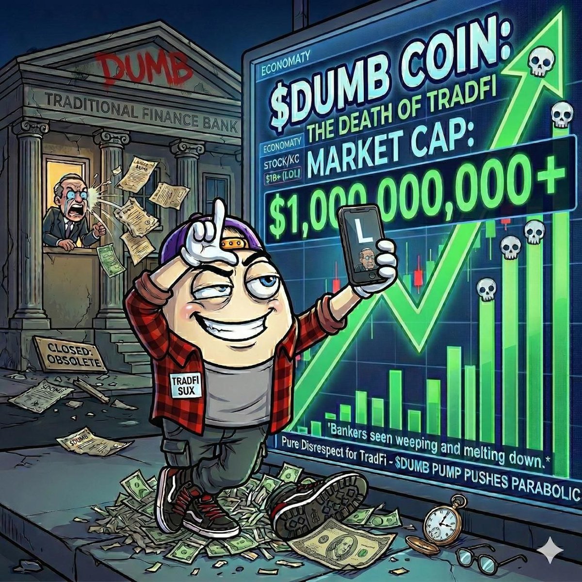 Sending $DUMB to a billion market cap just to show TradFi how irrelevant they are. Pure disrespect.