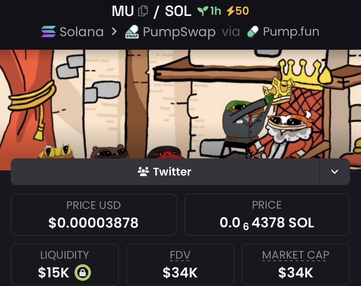JMEMESIAH's tweet image. I spotted $MU with my TG fams inside my TG group 📍 

At just $34k Mcap.

#Sol