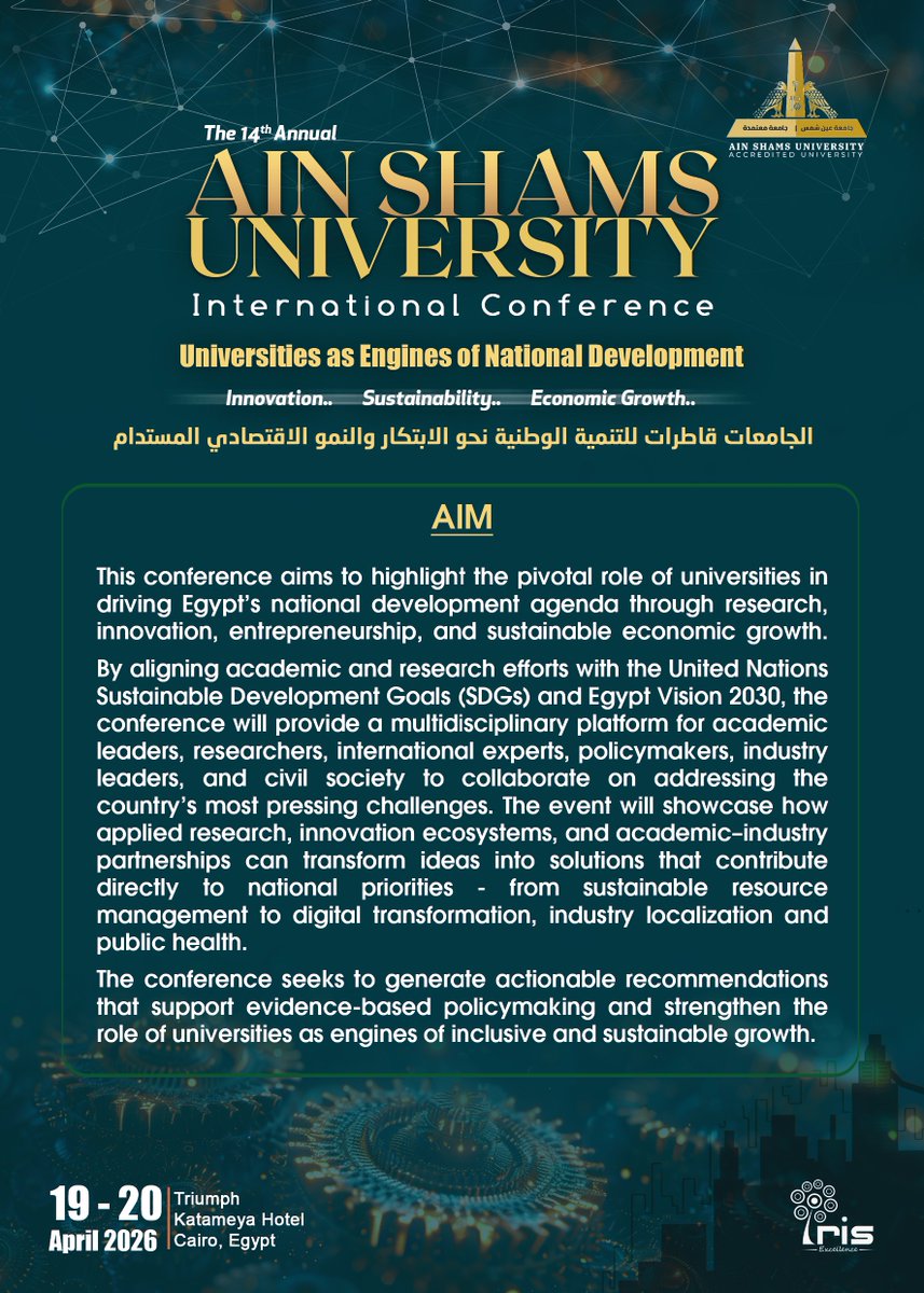 Ainshams_Univ's tweet image. Ain Shams University Launches Its 14th International Scientific Conference: Universities as Engines of Development Toward Innovation and Sustainable Growth

asu.edu.eg/9883/news/

#AinShamsUniversity
#Conference
#Development
#Innovation
#Sustainable