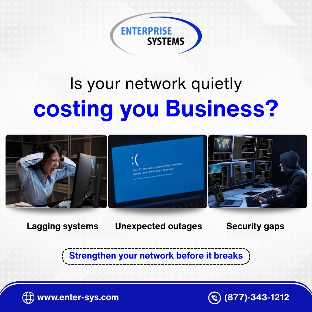 entersys's tweet image. Stop letting technical glitches drain your bottom line.  From frustrating lag to unexpected downtime, a weak network is more than a nuisance - it’s a business risk.

Let’s fortify your infrastructure before the next crash.

#NetworkSecurity #BusinessContinuity #ITSolutions