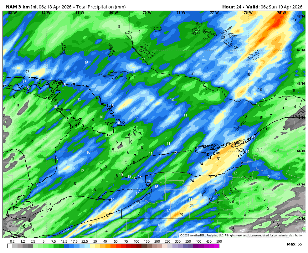 WxOntario1's tweet image. Line of storms (non-severe) moving through SW #Ontario this morning

Bulk of the rain slowly tracks through the region late morning/ afternoon

General 5-15mm, locally higher/ lower amounts

#OnWX #ONStorm