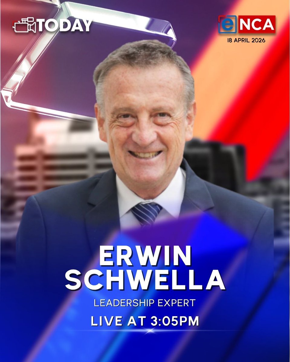 eNCA's tweet image. Coming up on #TODAY, leadership expert Erwin Schwella will delving into suspended EMPD Deputy Chief Julius Mkhwanazi's arrest. Tune in on #eNCA, channel #DStv403.