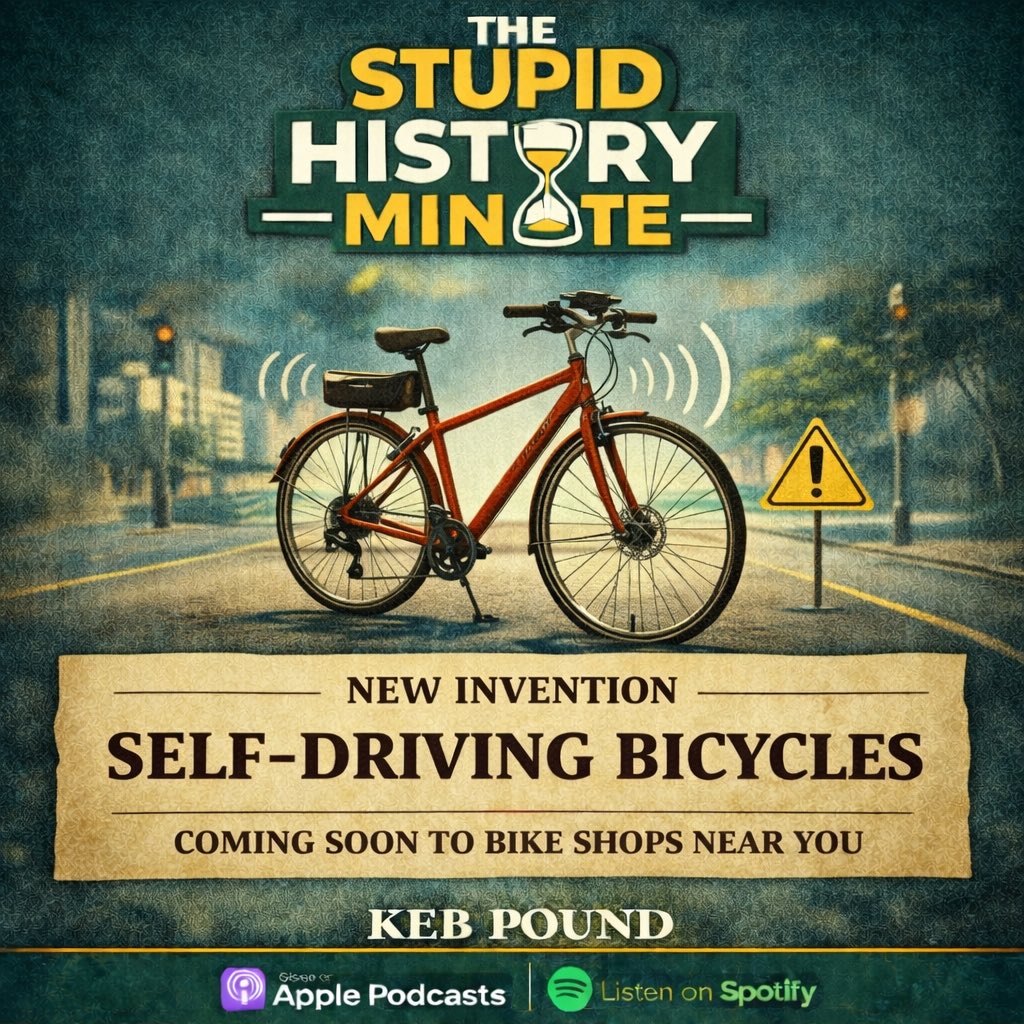 StupidMinute's tweet image. The Stupid History of Self-Driving Bicycles 

#History #Podcasts #AprilFoolsDay