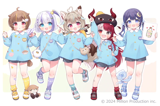 「みりぷろ ようちえんコレクション」にて甘狼このみさん、音ノ乃ののさん、あくび・でもんすぺーどさん、音ノ瀬らこさん、ゆらぎゆらさんのグッズイラストを担当させていただきました! よろしくお願いいたします