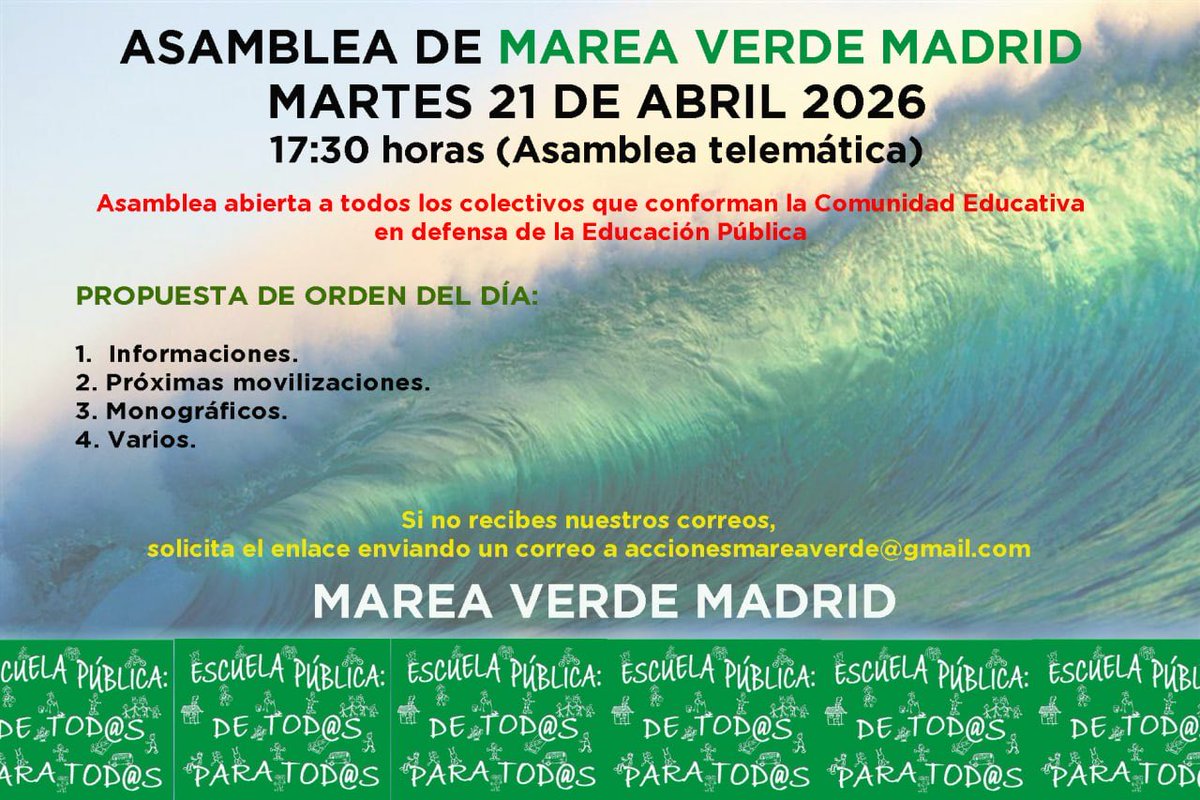 Marea Verde Madrid ¡#MatricúlateEnLaPública! tweet media