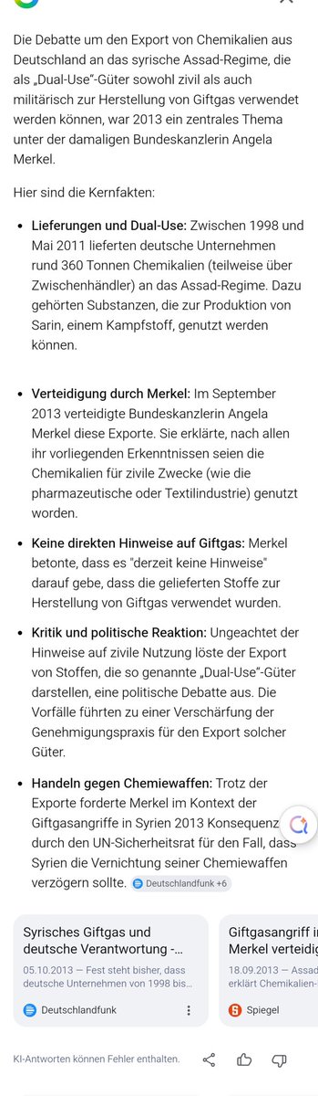 9Incide's tweet image. Lieferungen von Dual-Use Chemie unter #Merkel an #Syrien
Zwischen 1998 und 2011 lieferten deutsche Unternehmen rund 360 Tonnen Chemikalien, teilweise über Zwischenhändler an das #Assad-Regime
Dazu gehörten Substanzen, die zur Produktion von #Sarin #Giftgas genutzt werden können‼️
