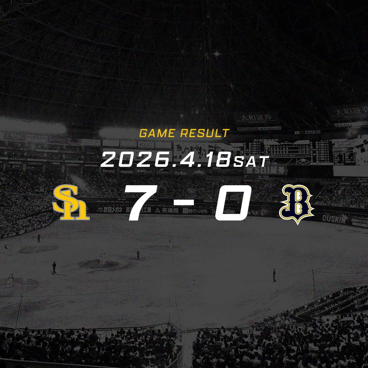 【試合結果】
✍️スコア詳細はこちらから
softbankhawks.co.jp/gamelive/live/…

#全新 #sbhawks