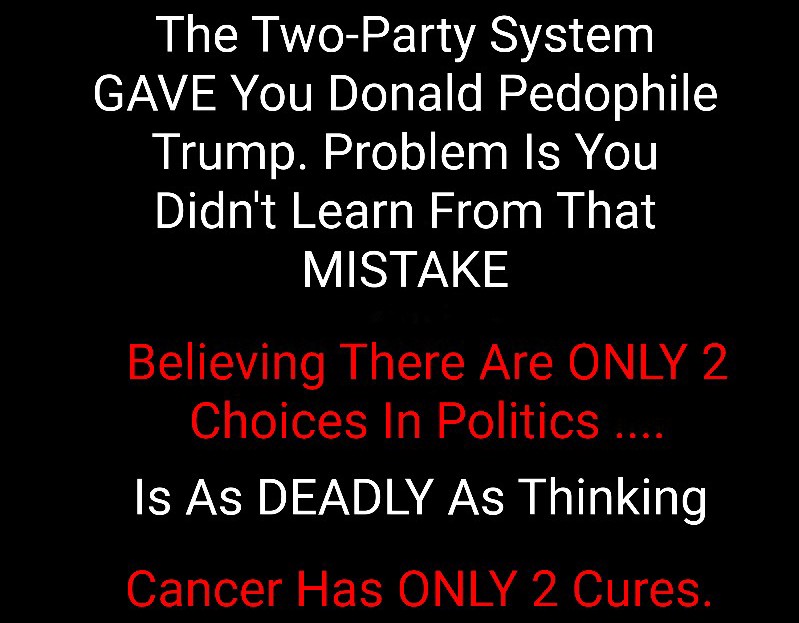 MrSpiritsRaven's tweet photo. I've Told You OVER & OVER Again: THERE Is No #TwoPartyPoliticalSystem In #AmericanPolitics 
Never Was There A #TwoPartySystem

The TWO PARTY SYSTEM is a FALSE IDEOLOGY Invented So You Would Vote For ONE Of Two PARTIES 👉🏿 BOTH OF WHICH HAVE THE SAME POLITICAL AGENDA. 👈🏿
👇🏿👇🏿👇🏿👇🏿👇🏿👇🏿👇🏿👇🏿👇🏿
THAT Agenda Consists Of Keeping  #BillionaireOligarchs WHO ARE #OldGuard #RacistWhiteDevils💀☠️👺👿 #InControl & #InPower Of #AmericanPolitics

DemocRAT/republiKKKlan Parties DON'T EXIST.
#WakeUpAmerica