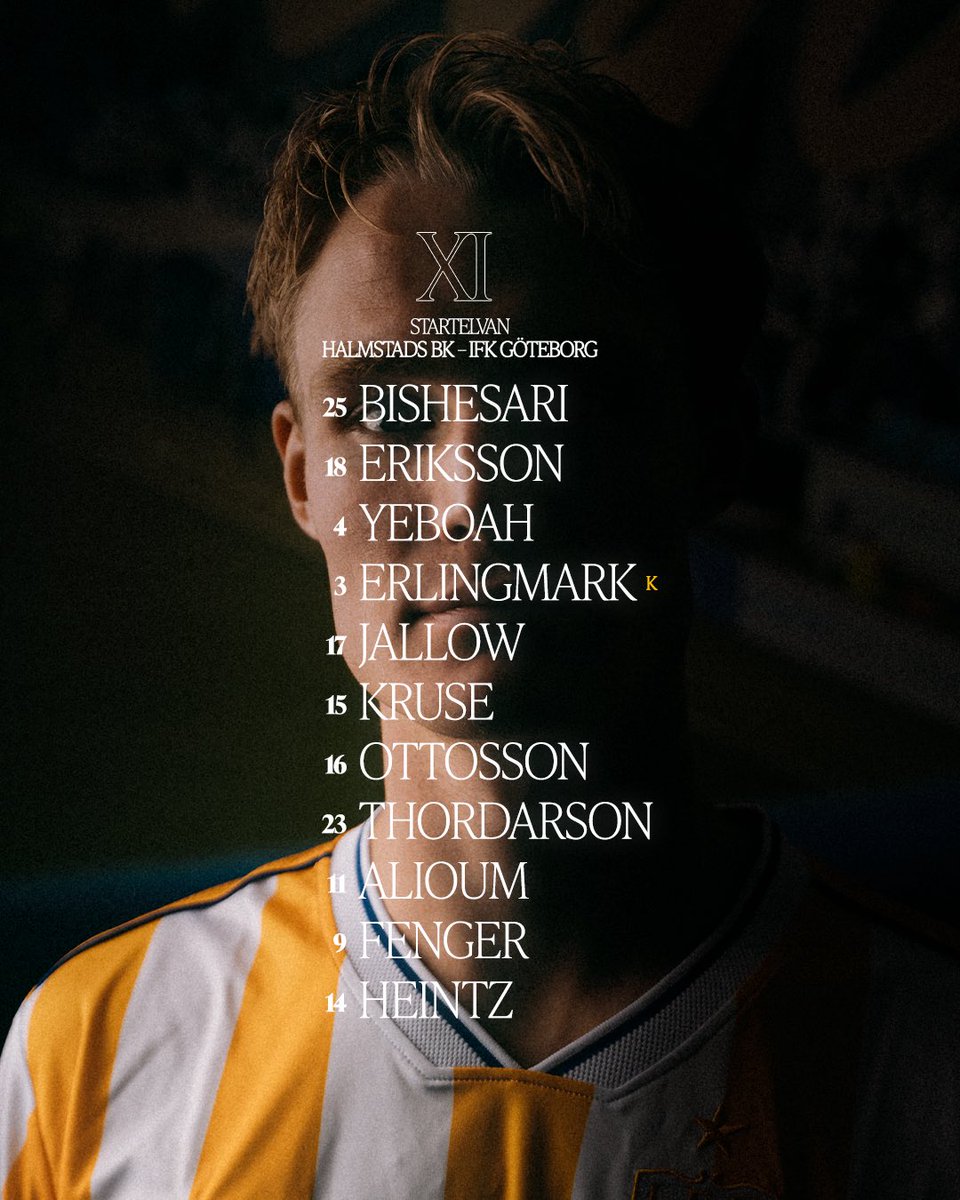 IFKGotheborg's tweet photo. 1️⃣1️⃣| Här är startelvan i bortamatchen mot Halmstads BK!

#ifkgbg https://t.co/Aebp3dDKPq