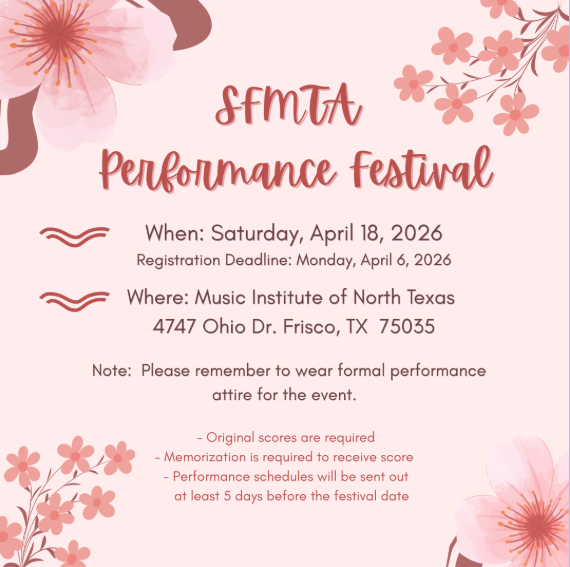 MINorthTexas's tweet image. Wishing our amazing MINT students the best of luck at the SFMTA Performance Festival today! 🌸🎵 You have put in the work and today is YOUR moment. Go shine! 🎶 

#MINTmusic #Frisco #SFMTA