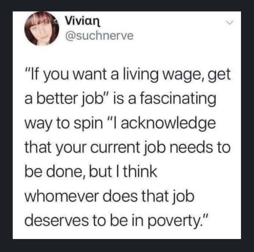 TheDemCoalition's tweet photo. All jobs need to pay a living wage - it's the least a well-functioning society should do for its workers.

#UnionsForAll https://t.co/yA9VaJDTgO