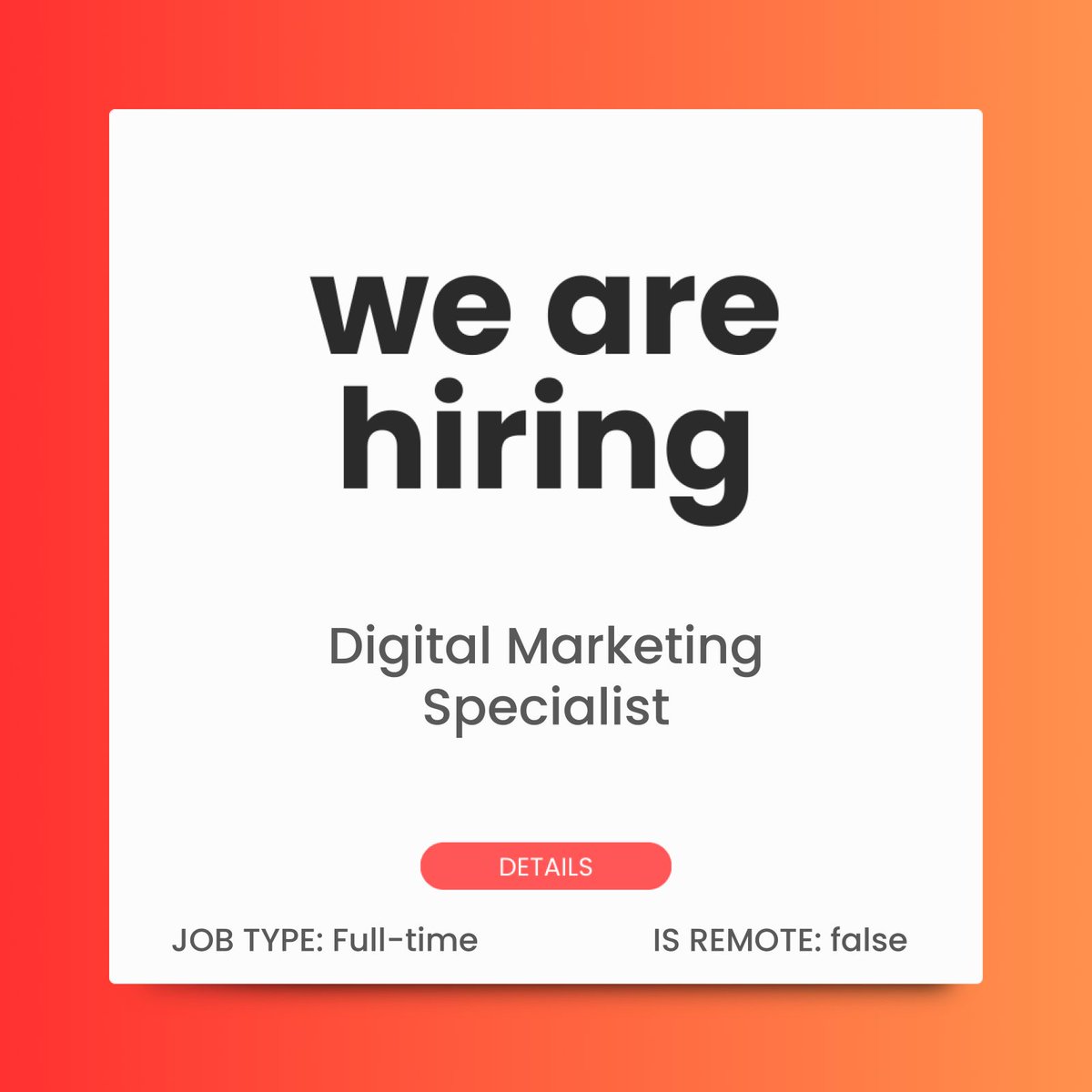 hirewitharfeen's tweet image. Job Title: Digital Marketing Specialist
Location: Laurel, Maryland, US
Job Posted: 04/18/2026
Apply Link: clik.link/9pv6y9xw
Request Job Here: rb.gy/it88gs

#NowHiring #JobOpening #JobVacancy #Hiring #JobAlert