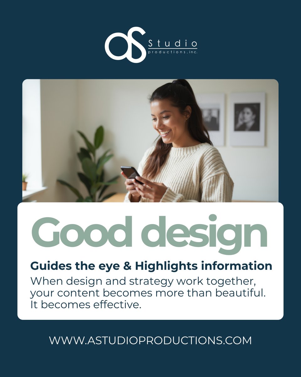 astudiopro's tweet image. 🎨💡 When design and strategy work together, your content becomes more than beautiful.
It becomes effective.

📩 Contact us today:
👉 astudioproductions.com/contact-us

#DesignMatters #VisualStrategy #AstudioProductions
