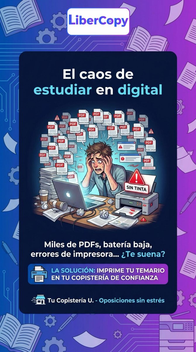 LibercopyOnline's tweet photo. ¿Quieres imprimir tus apuntes por solo 0,02€ sin salir de casa? 📑 Olvida las colas y ahorra tiempo para estudiar con https://t.co/MTxLW2pP8h 🚀 ¡Guarda este post para cuando lo necesites! 📌

#oposiciones #opozulo #estudiantes #apuntes #uni https://t.co/PFMWn8HYV4