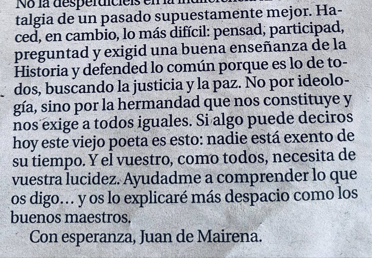 Msol59's tweet photo. “No os pido fe ciega. Al contrario dudad…No dejéis de pensar, xq el pensamiento es el primer acto de Libertad…Si uno no decide,otros decidirán x él…Haced política xq si no la hacéis, alguien la hará x vosotros y probablemente #contra vosotros”A.M. #JCollado✍🏽@diario_de_avila https://t.co/8HbjuVcjCP