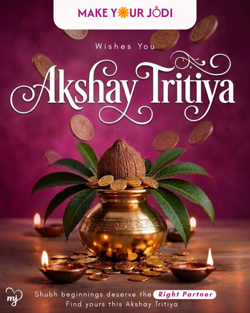 MakeYourJodi's tweet image. This Akshay Tritiya, begin a journey that lasts forever 💛💍

Start your journey today 👇
🌐 Visit: makeyourjodi.com
📲 Download the App now :  play.google.com/store/apps/det…

#AkshayTritiya #FindYourMatch #LifePartner #Matrimony #NewBeginnings #makeyourjodi