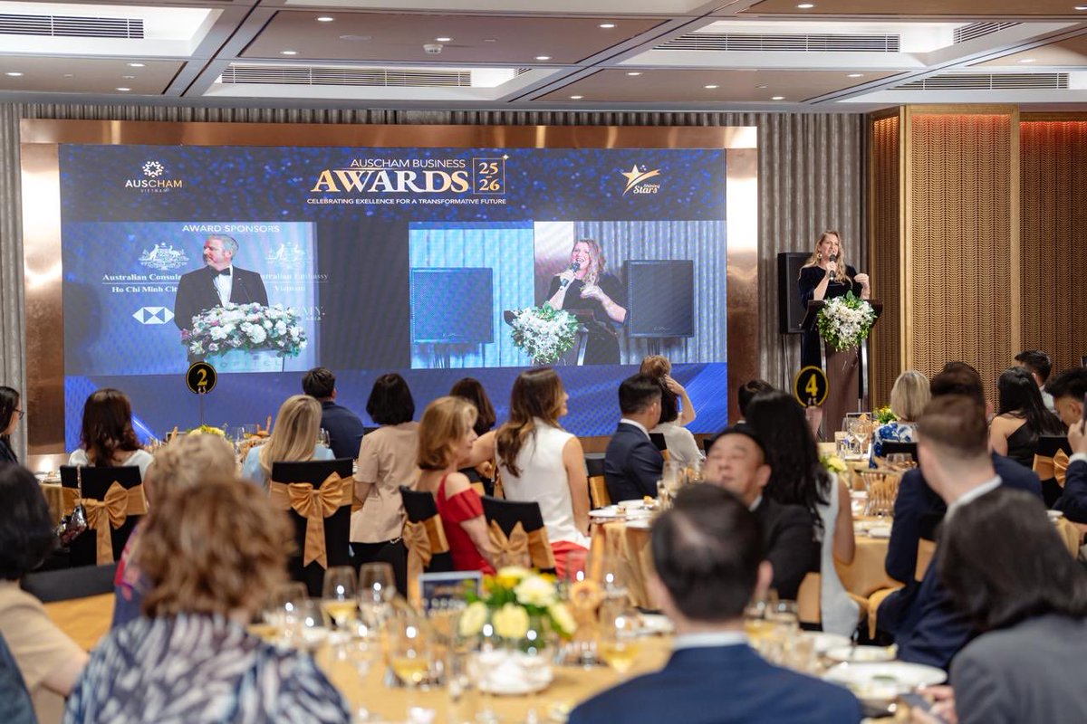 AusAmbVN's tweet photo. 🇻🇳🤝🇦🇺 Congratulations to Auscham Business Award recipients for 2025-26. Inspiring to see Australian business driving innovation, strengthening economic cooperation, and supporting sustainable growth across Vietnam. 🎊
#Auscham #Invested #CSP https://t.co/qqnvmZfHfE