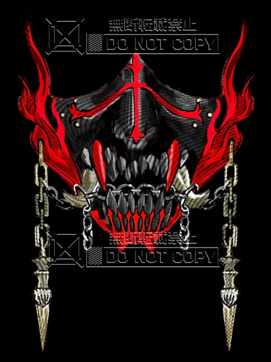 因为之前这条没有发全，突然还是想放一下完整的这一张的鬼面具设计的部分。
特别喜欢这个多排牙齿的设计，锁链和各要素联结的封印意味主要来源是DVJ，实装是配的7皮肤，观感可能整体有点欧亚折衷（？）意味了但是画师完全天才，真的很喜欢这个哎呀