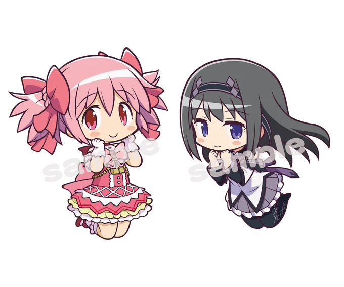 プリレコ16の新作グッズ用に描いたイラストになります! アクスタは垂れ耳が可愛いドッペルいろは アクキーは4種!新衣装のまどかとほむら、マギレコからみたまさんとまどドラ実装が待たれる十七夜さんになります #プリレコ16