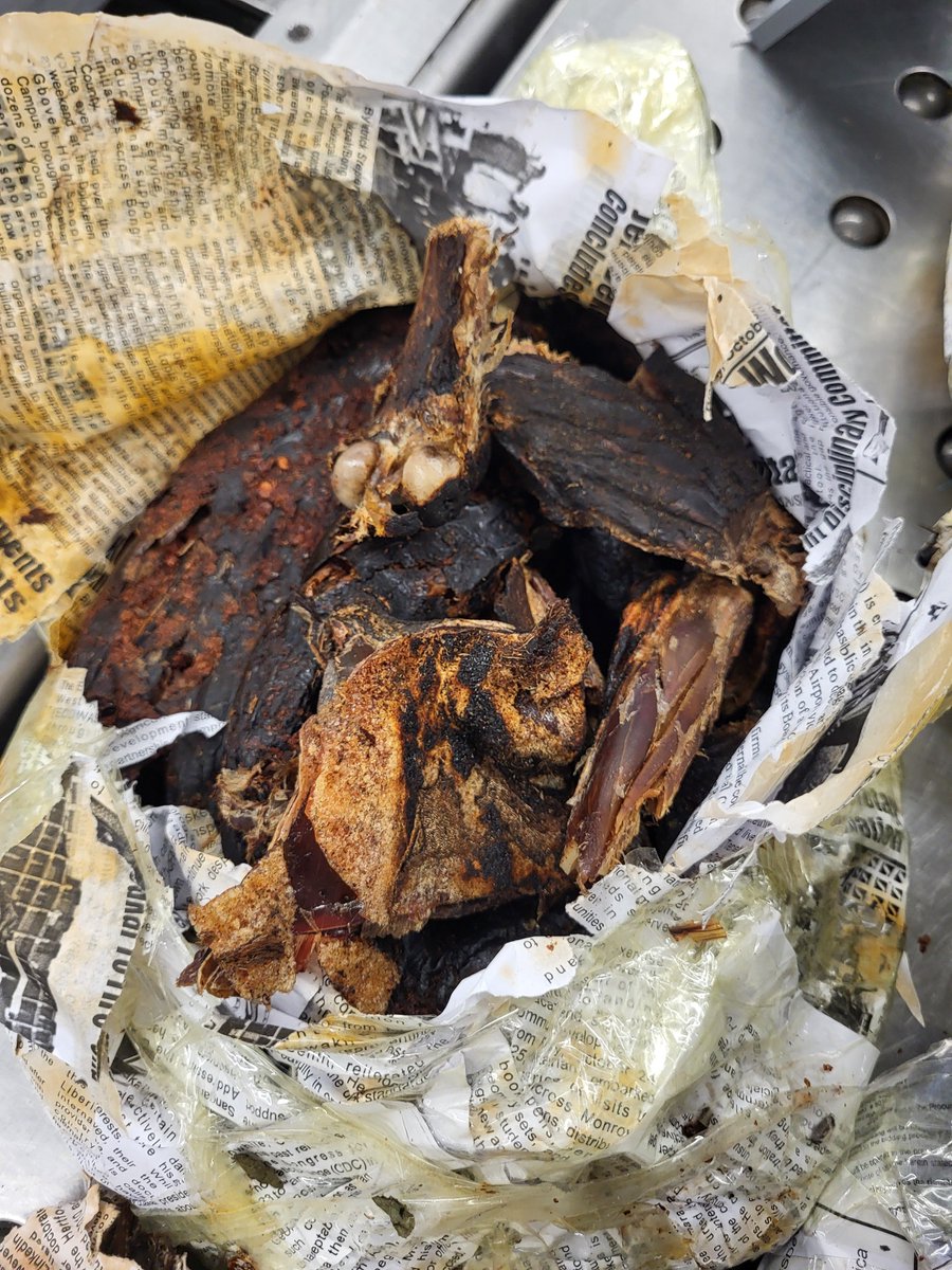 DFOChicago's tweet image. CBP Chicago's AK9 &amp;amp; Ag Specialists seized 56.5 kg of undeclared ruminant meat, fish, &amp;amp; seeds from a traveler from Liberia. A $300 penalty was issued. This protects U.S. agriculture &amp;amp; public health from foreign diseases. #CBP #Agriculture #BorderSecurity #PublicHealth