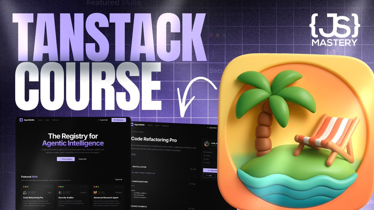 jsmasterypro's tweet photo. 1/ Do you really need to learn yet another JavaScript framework to get a job?  

This time, actually yes.  

3-hour free TanStack Start crash course + project build just went live: https://t.co/TdTUvmqIXv 

Thread on why this one's different 🧵 https://t.co/wkVixoS4AY