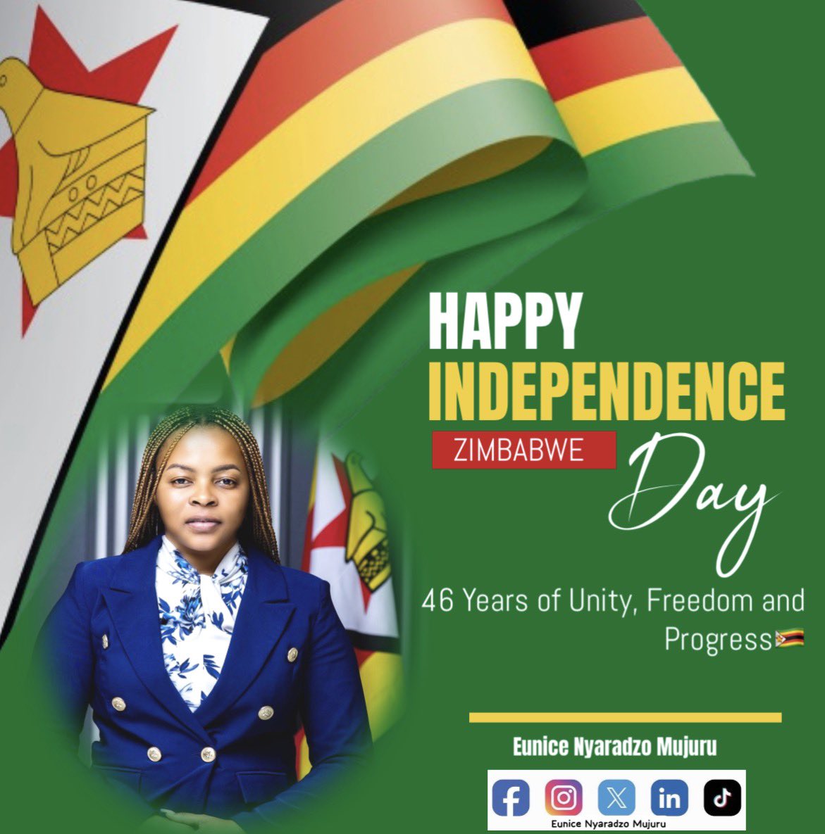 eunice55395's tweet image. 𝗛𝗮𝗽𝗽𝘆 𝟰𝟲𝘁𝗵 𝗜𝗻𝗱𝗲𝗽𝗲𝗻𝗱𝗲𝗻𝗰𝗲 𝗗𝗮𝘆🇿🇼

Today we celebrate the freedom that empowers us to innovate, lead and grow. Let us continue to work together toward a prosperous and unified future for our nation.

#independenceday
#zim@46
#nationalpride