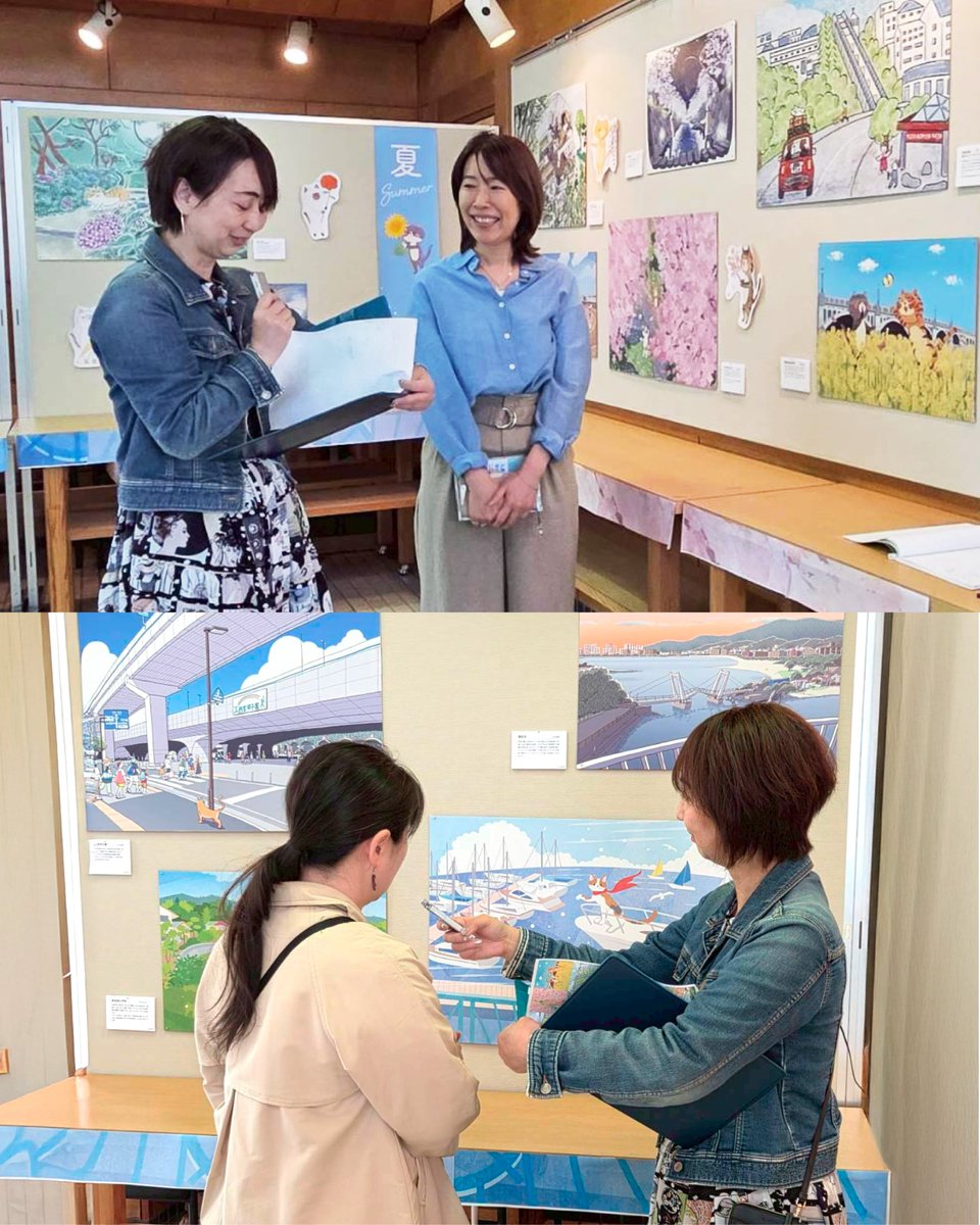 k_k_id's tweet photo. #北山緑化植物園 のイラスト展の会場で
#ラジオインタビュー を受けました。

いつもは絵で伝えていることを、言葉に。

さくらFM　#久保田利奈 さんの
「#ぶらりミュージアムめぐり」
2026/4/19（日）8:00〜8:30

お時間ありましたら、ぜひお聞きください。

#さくらFM #西��� #イラスト展 https://t.co/rzXxzpYsbc