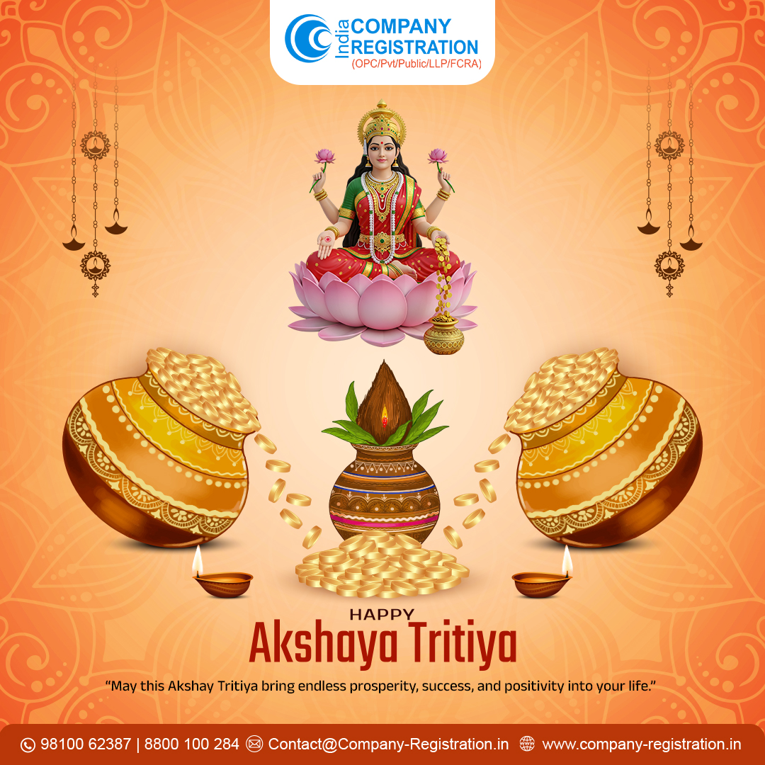 Company_India's tweet image. This Akshaya Tritiya, invest in #dreams, #kindness, and #success. 
May your efforts always bring fruitful results!
.
.
#HappyAkshayaTritiya #Prosperity #NewBeginnings #FestiveWishes #FestiveVibes #GoldenMoments #FestivalOfFortune #companyregistration