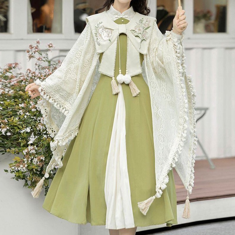 森ガール刺繡ケープセットアップ💗