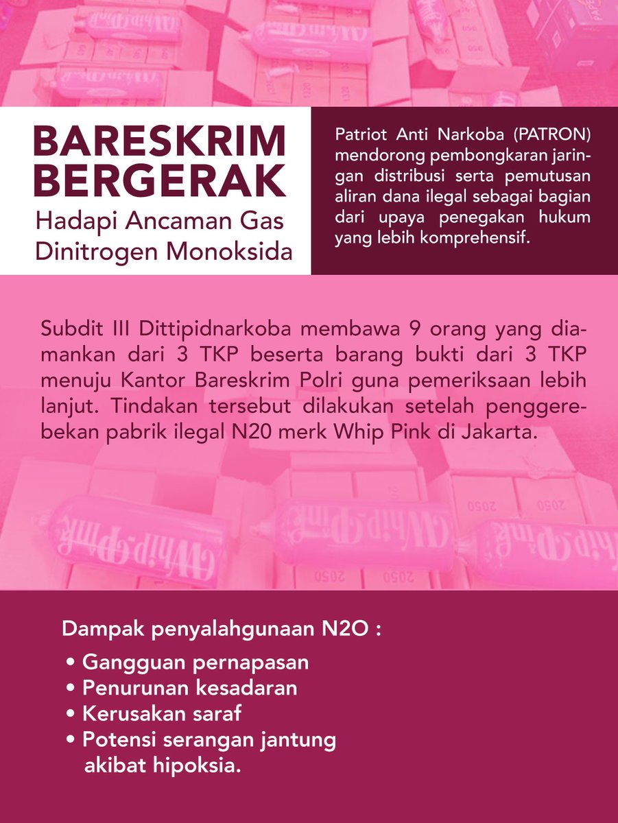 Ayu_aja93's tweet photo. Generasi muda harus diberi pemahaman bahwa Gas Tertawa bukan sekadar hiburan, tapi ancaman serius bagi kesehatan. #N20Narkoba https://t.co/OMI6bxjEen